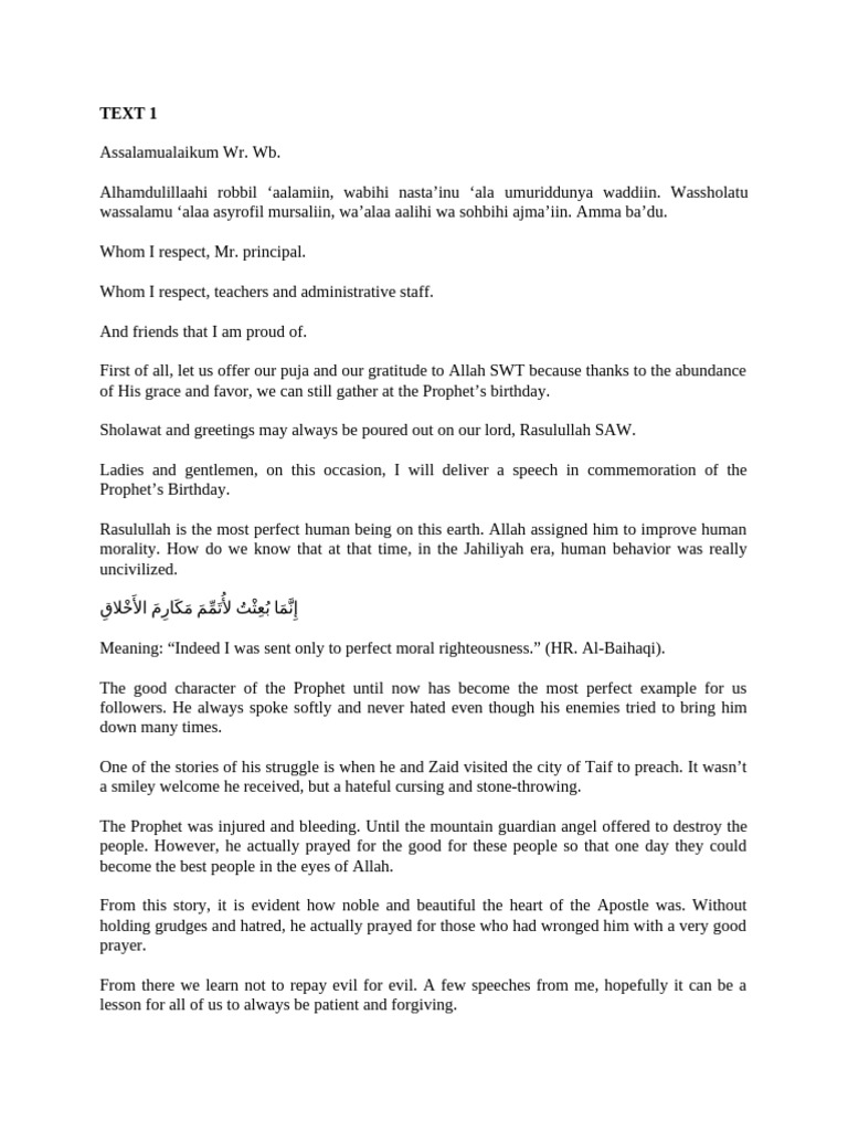 Teks Emulate The Morals of The Prophet Muhammad Saw | PDF