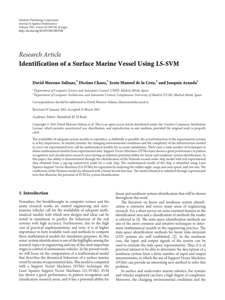 Identification of A Surface Marine Vessel Using LS | PDF