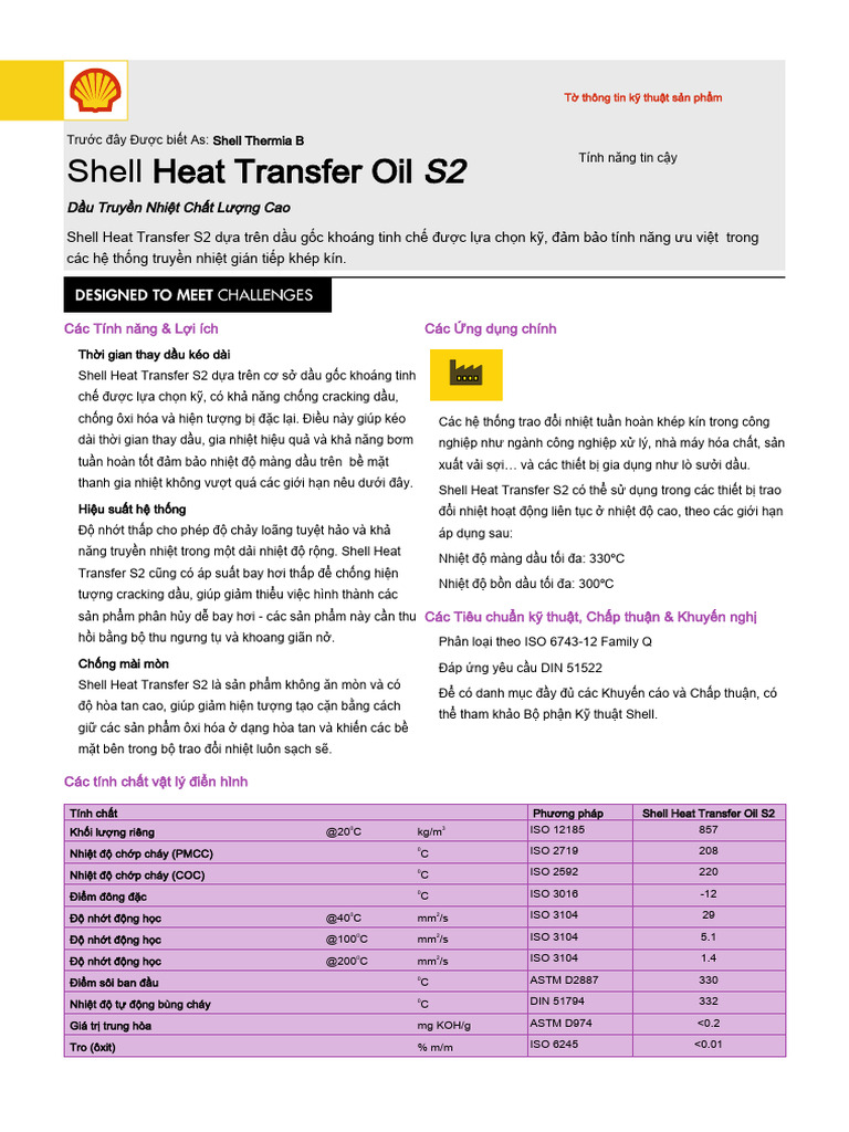 TDS - Shell Heat Transfer Oil S2 - VI | PDF