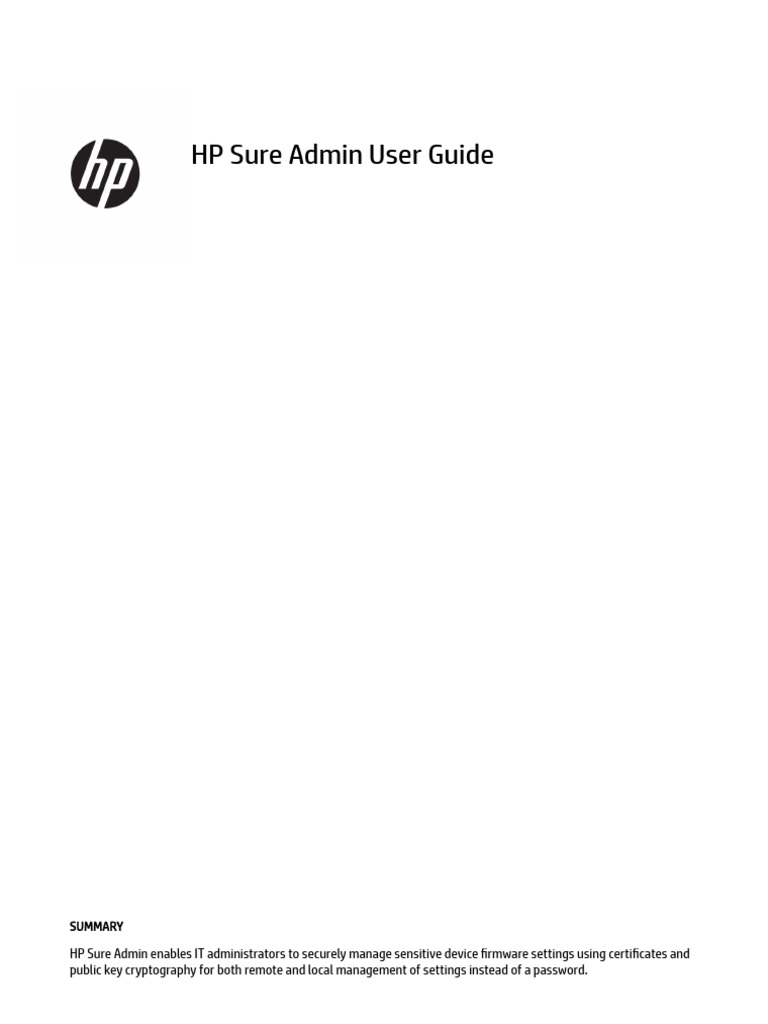 HP Sure Admin User Guide | PDF