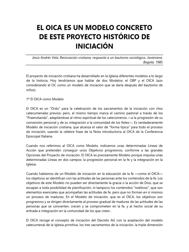 Modelo OICA en la Iniciación Cristiana | PDF | Sacramentos | Iglesia ...