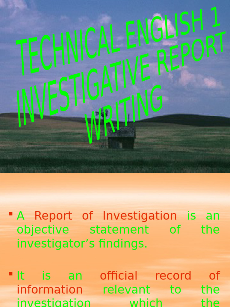 Cdi 8 Technical English 1 Investigative Report Writing | PDF