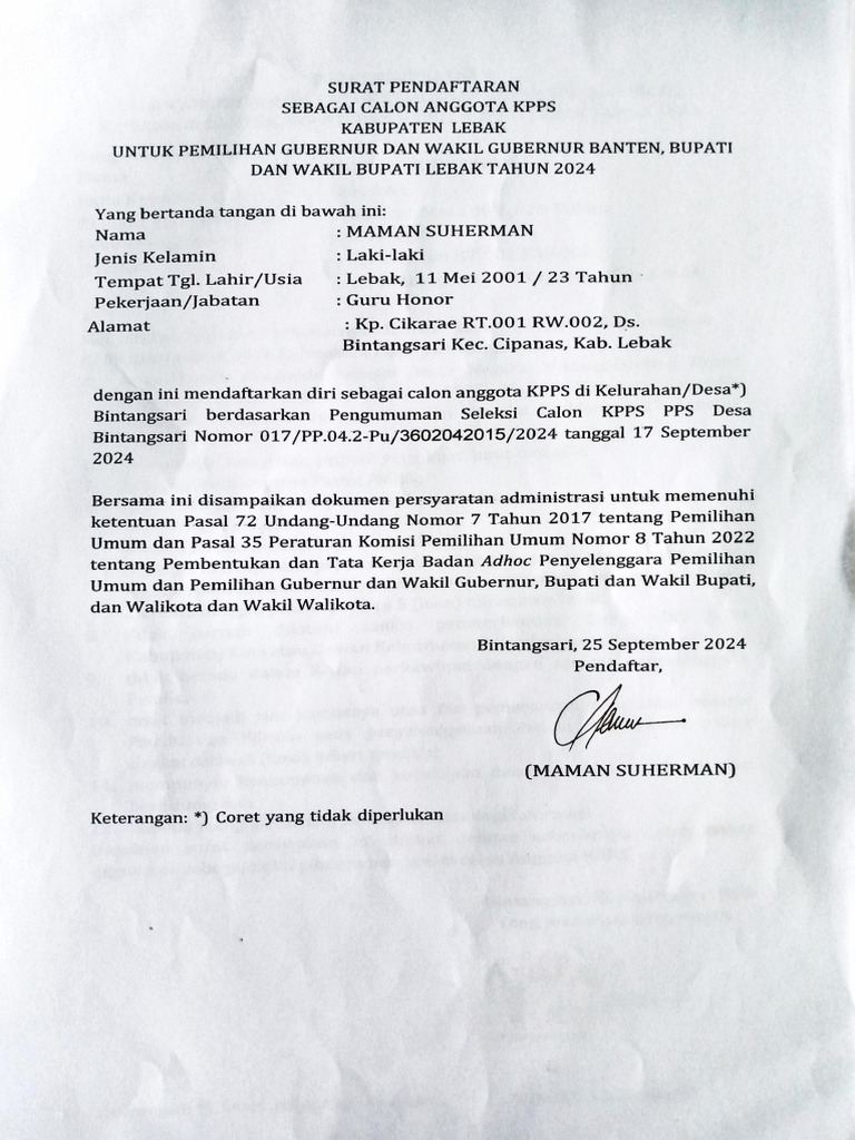 Surat Pendaftaran Pdf