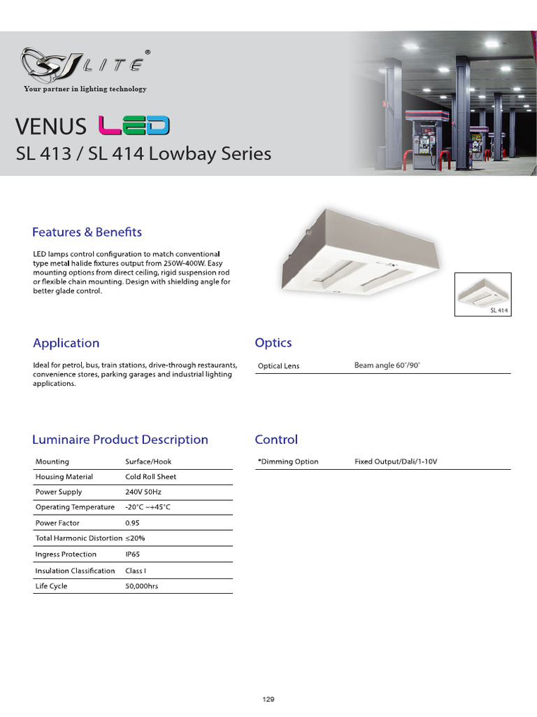 SL413&SL414 Lowbay Series - Product Sheet | PDF