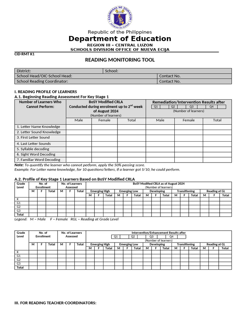 Reading Monitoring Tool 2024 | PDF