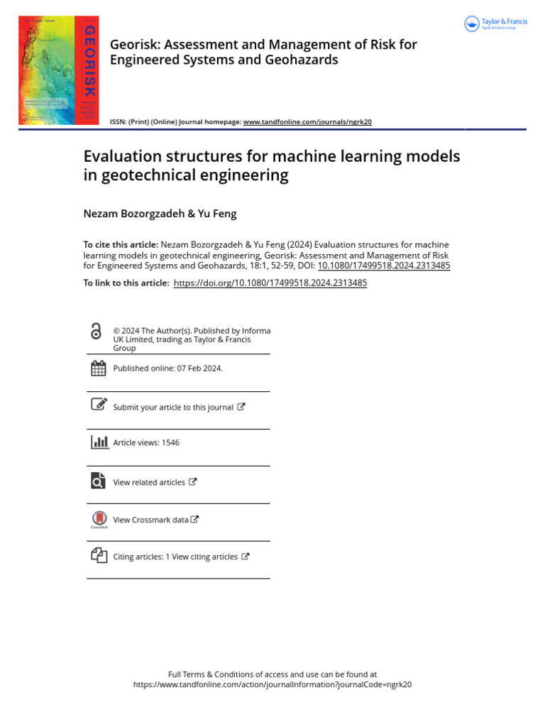 Evaluation structures for machine learning models in geotechnical ...