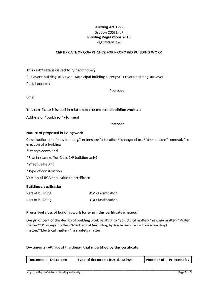 Building Compliance Certificate Overview | PDF | Finance & Money Management