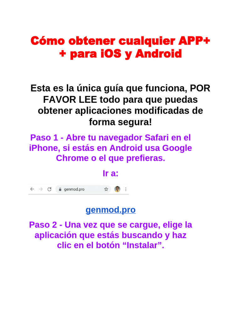 Cómo Obtener Cualquier APP++ para IOS y Android Genmod | PDF
