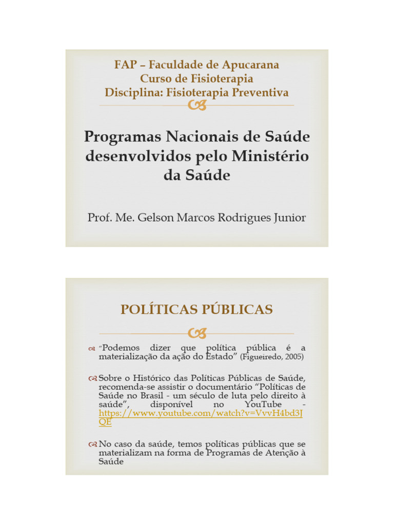 Aula 4 - Programas de Saúde | PDF
