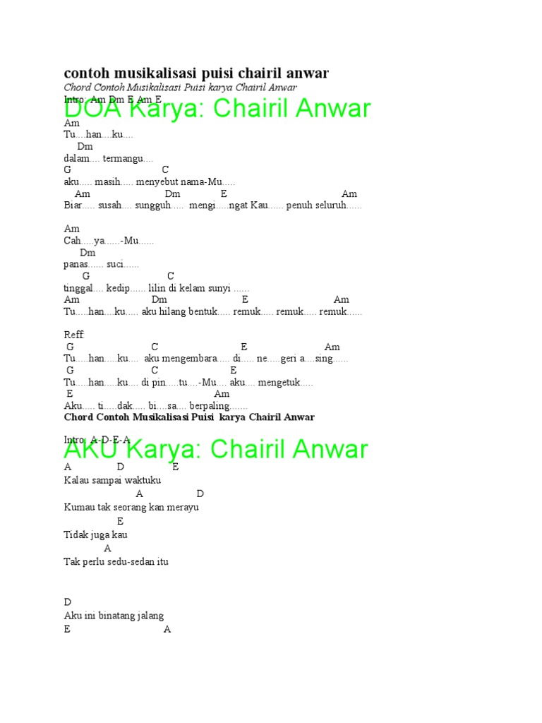 Musikalisasi Puisi Doa Karya Chairil Anwar