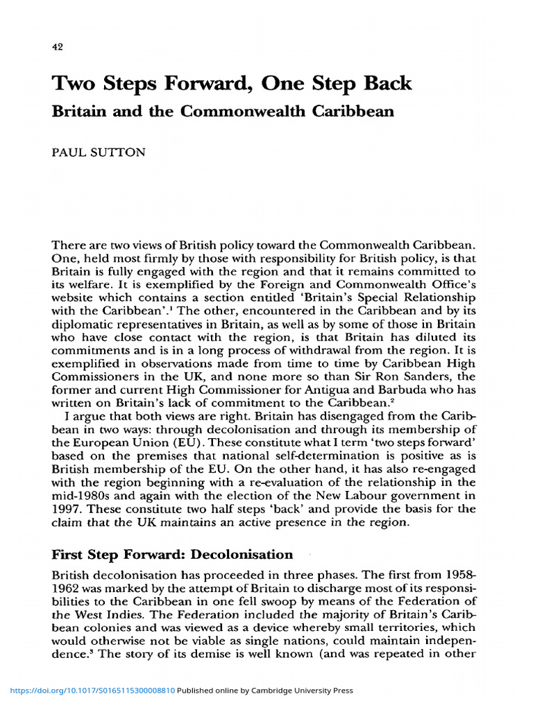 Two Steps Forward One Step Back Britain and The Commonwealth Caribbean ...