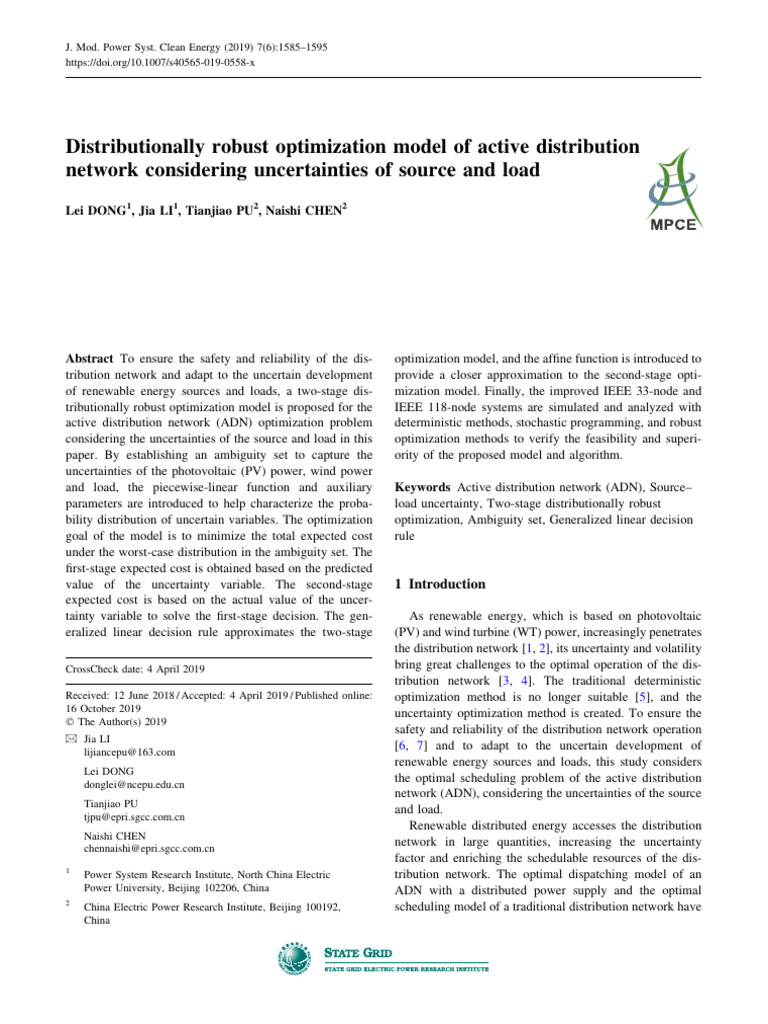 Distributionally Robust Optimization Model of Active Distribution ...
