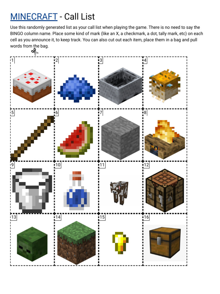 Minecraft Call List | PDF