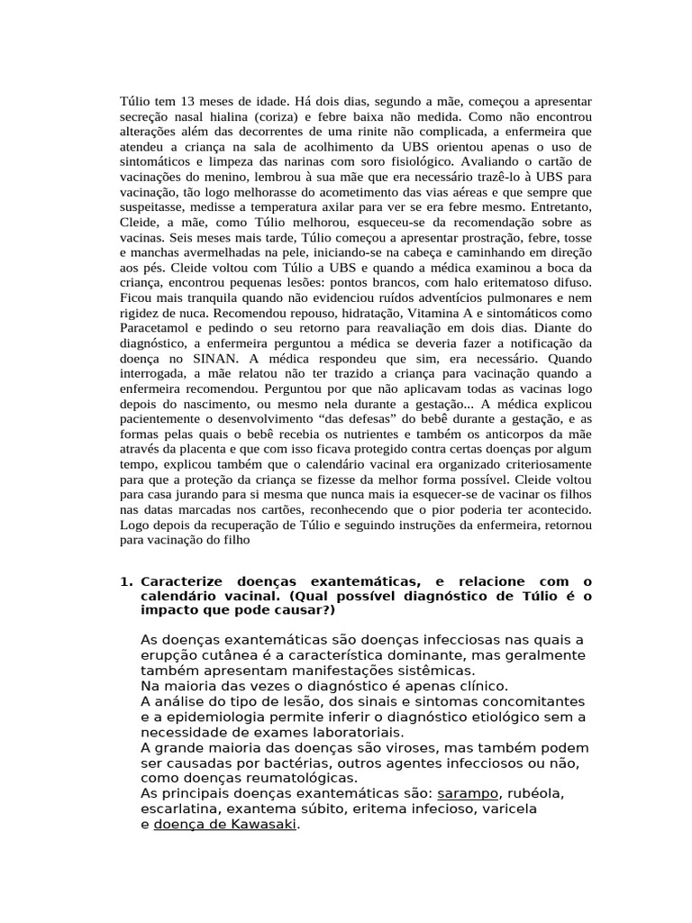 Caracterize Doenças Exantemáticas | PDF