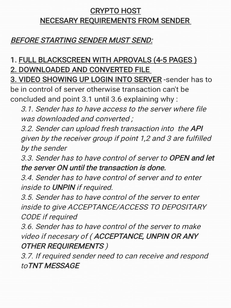 Crypto Host Requirements For Sender - 240629 - 131149 | PDF