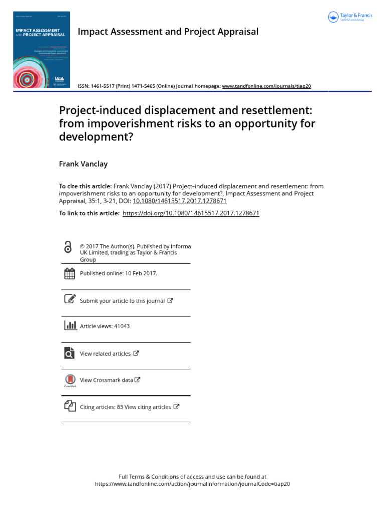 Project-Induced Displacement and Resettlement From Impoverishment Risks ...