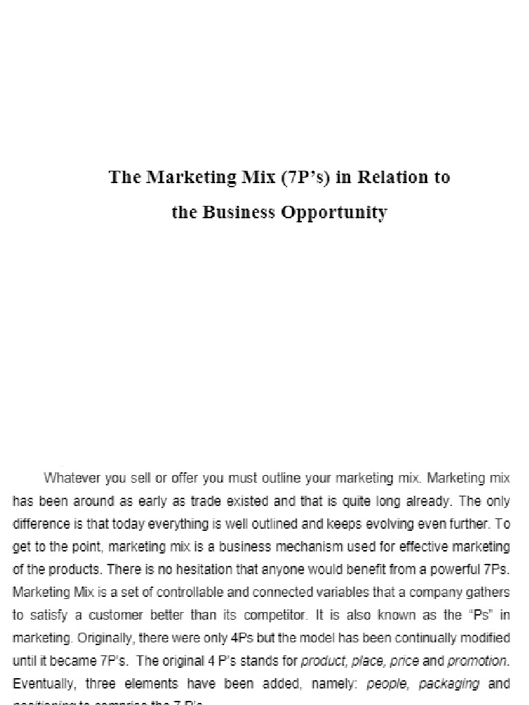 The Marketing Mix 7PS | PDF