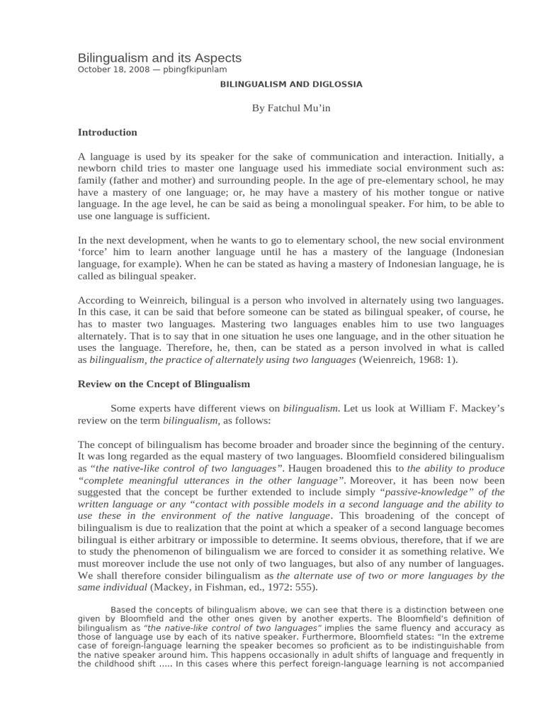 Bilingualism and Its | PDF