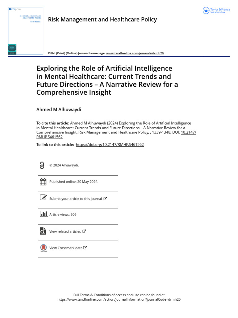 Exploring The Role of Artificial Intelligence in Mental Healthcare ...