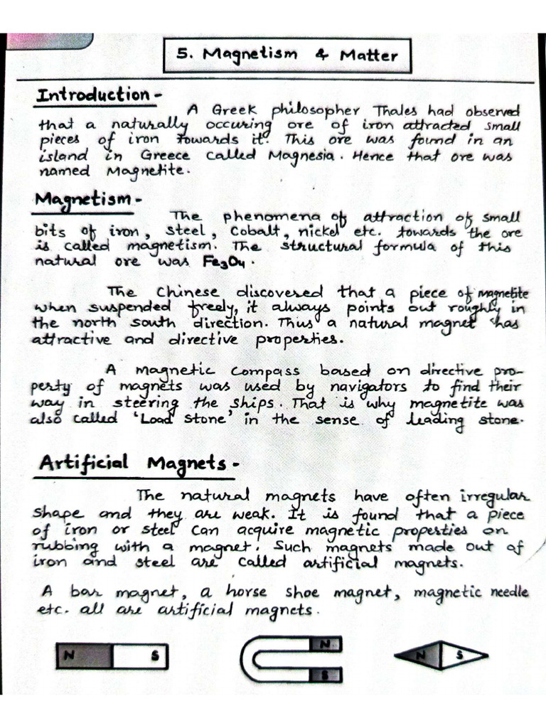 Magnetism and Matter Hand Written | PDF