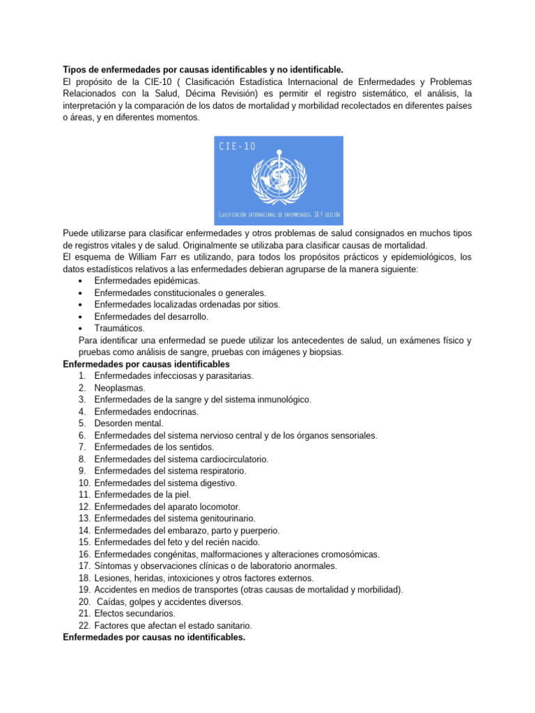 Salud Enfermedades Identificables y No Identificables | PDF