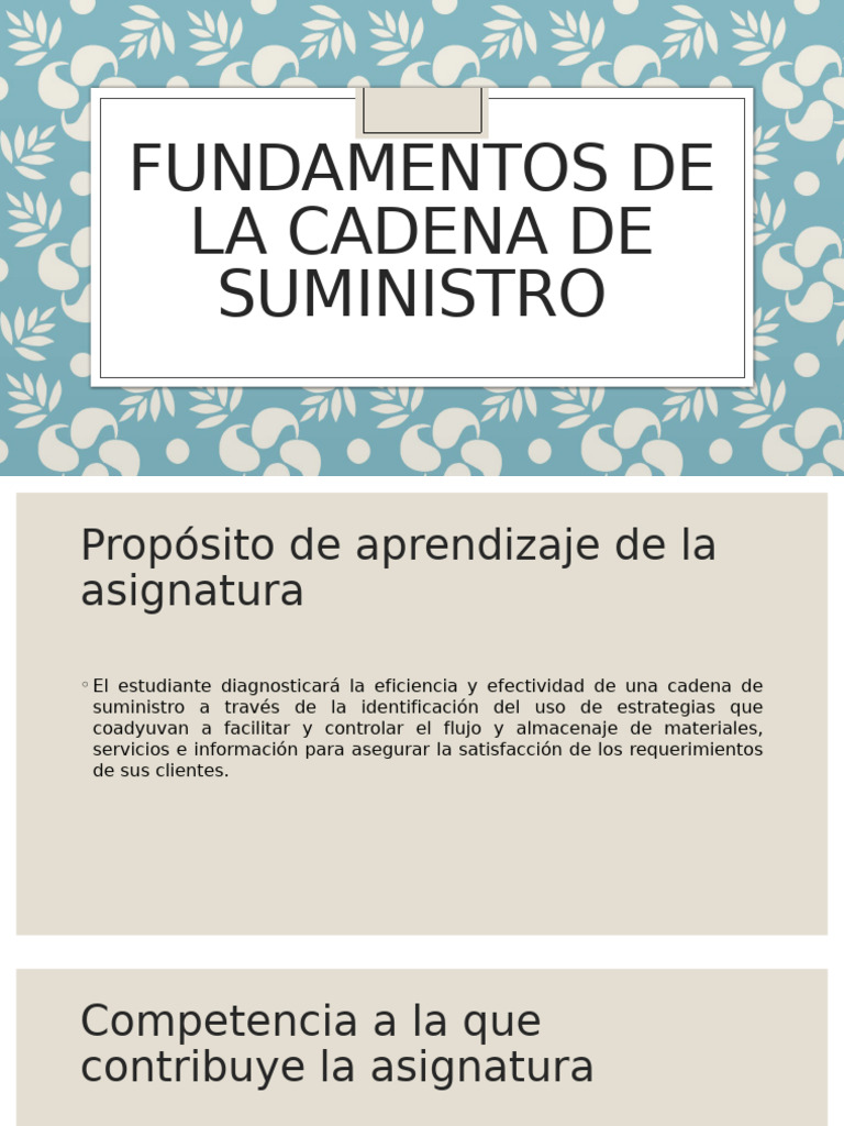 Fundamentos de La Cadena de Suministro | PDF