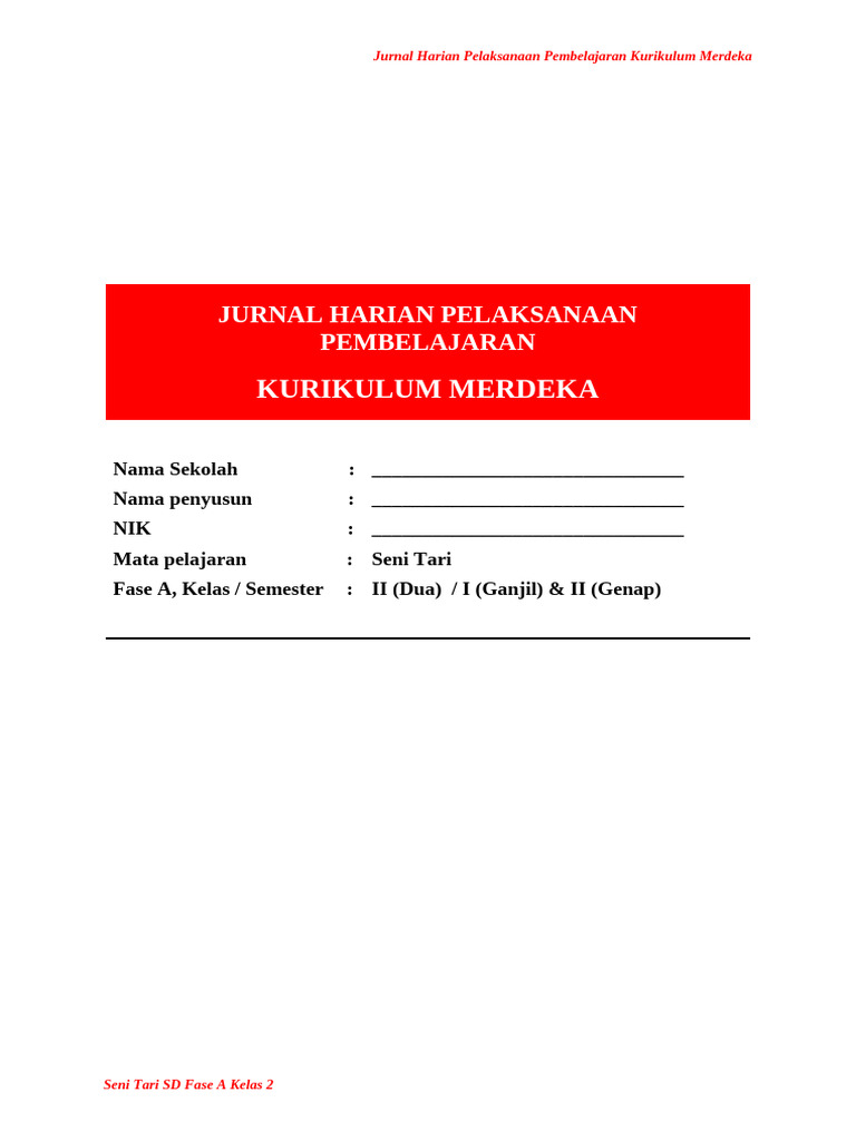 Jurnal Mengajar Harian Kurikulum Merdeka | PDF