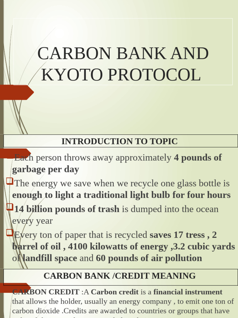 Carbon Bank and Kyoto Protocol | PDF