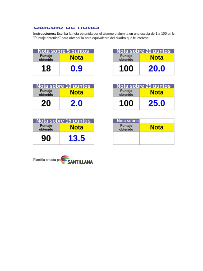 Calculo de Notas | PDF