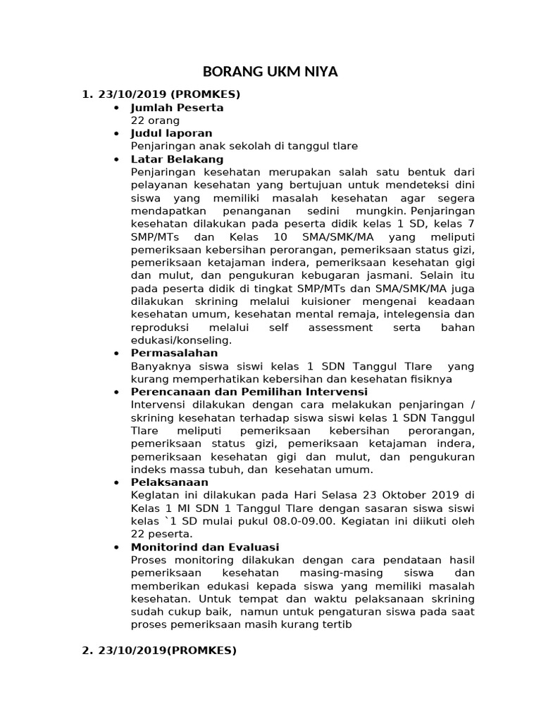 Borang Ukm Niya | PDF