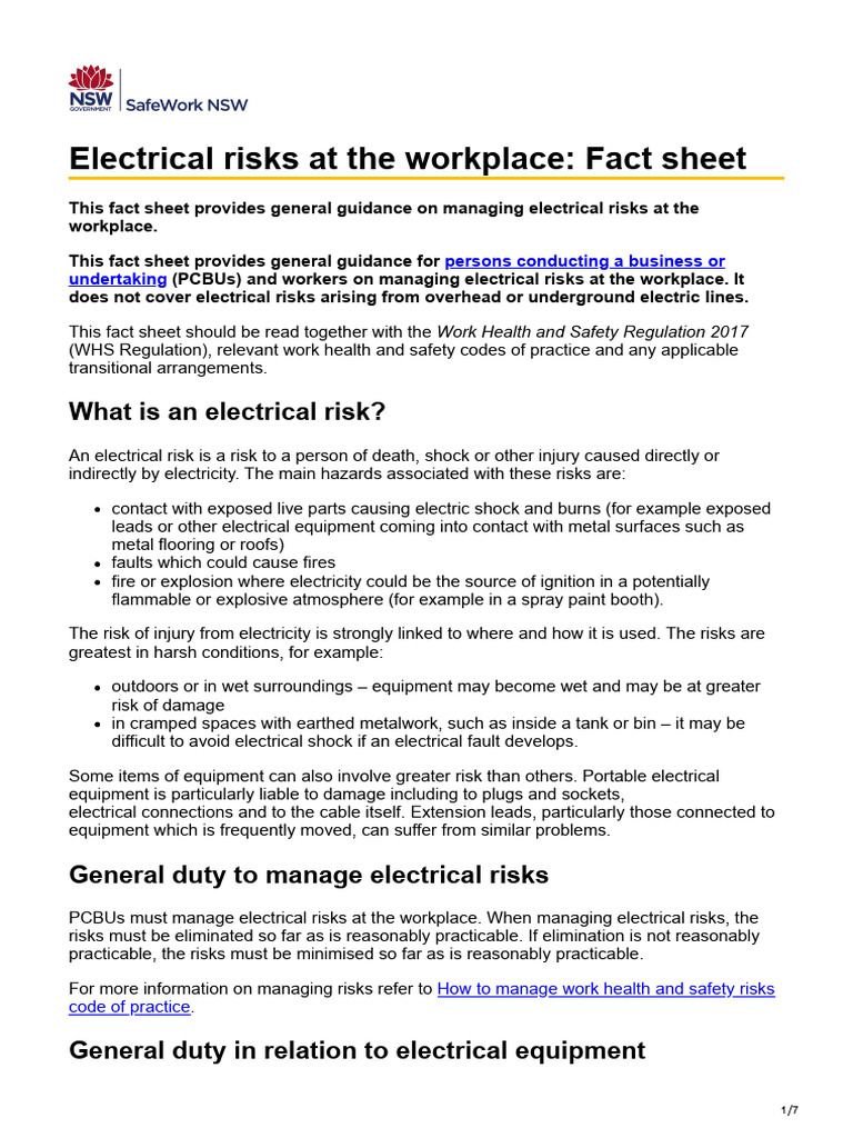 Managing Electrical Risks at Work | PDF | Electrical Engineering ...