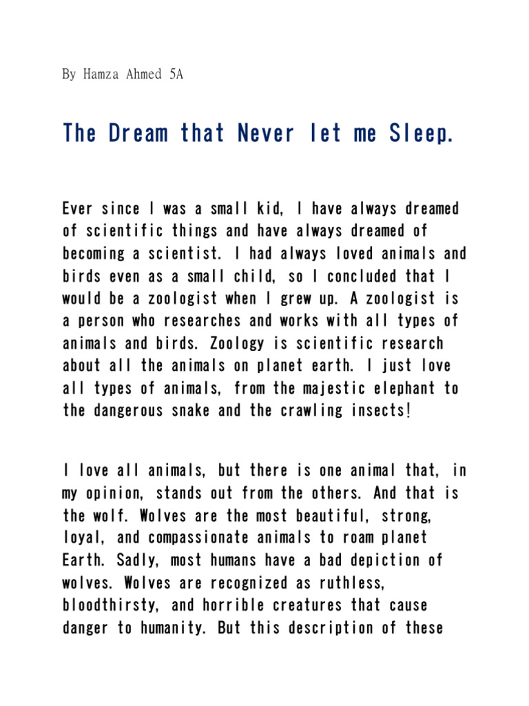 The Dream That Never Let Me Sleep | PDF | Young Adult