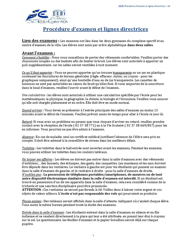 Exam Procedural Guidelines For S6 FR. 051223 | PDF