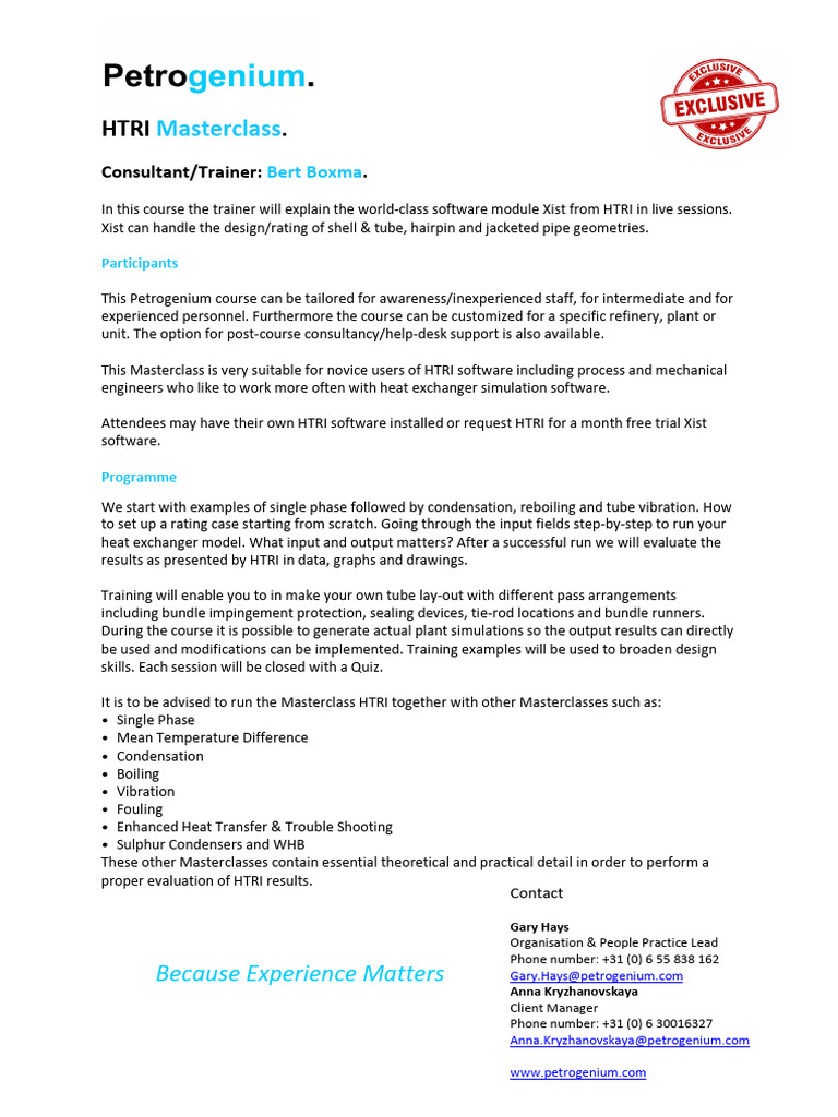 HTRI Masterclasses | PDF