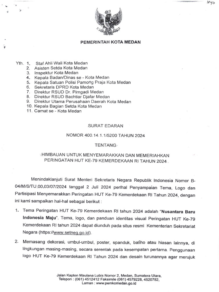 Surat edaran tentang himbauan untuk menyemarakkan dan memeriahkan