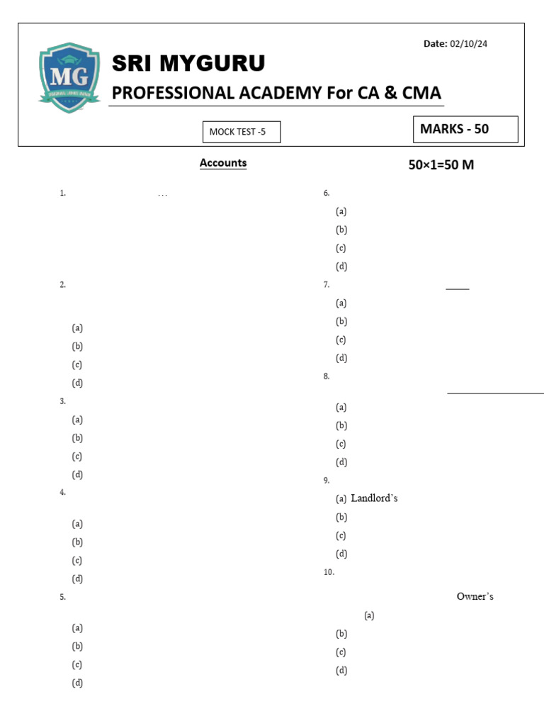 Mock Test 5 02-10-24 | PDF