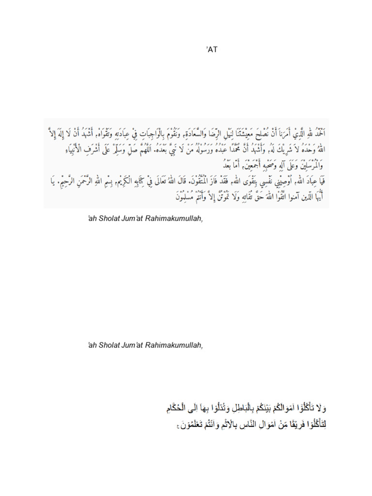 Khutbah Jumat - Hindari Korupsi | PDF