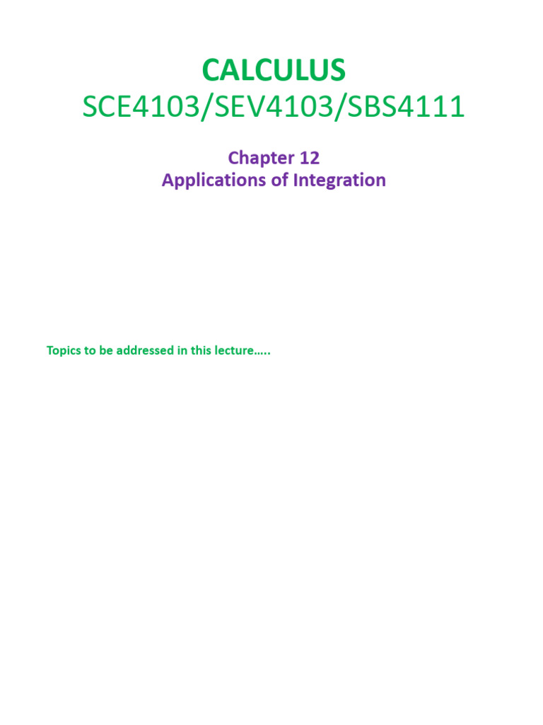 Chapter 12 Applications of Integration | PDF