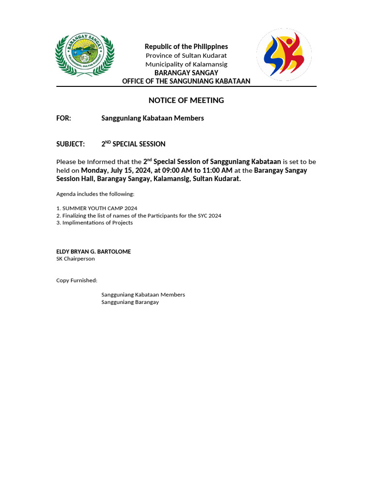 Notice of Meeting Sk | PDF