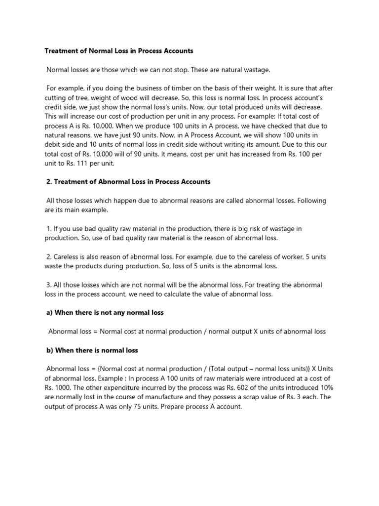 6165treatment of Normal Loss in Process Accounts | PDF