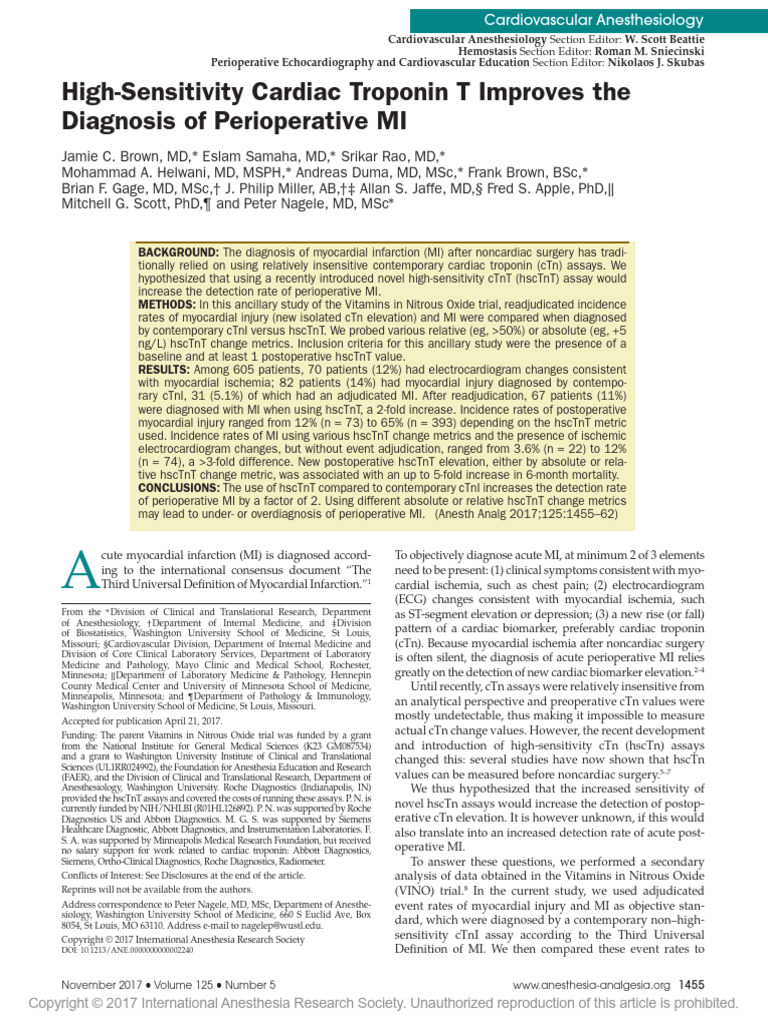 High Sensitivity Cardiac Troponin T Improves The.11 | PDF