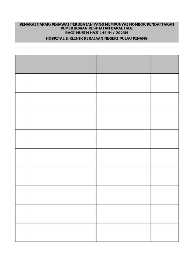 Format Senarai Nama Pemeriksa Kesihatan 1444h - Kerajaan - Pulau Pinang ...