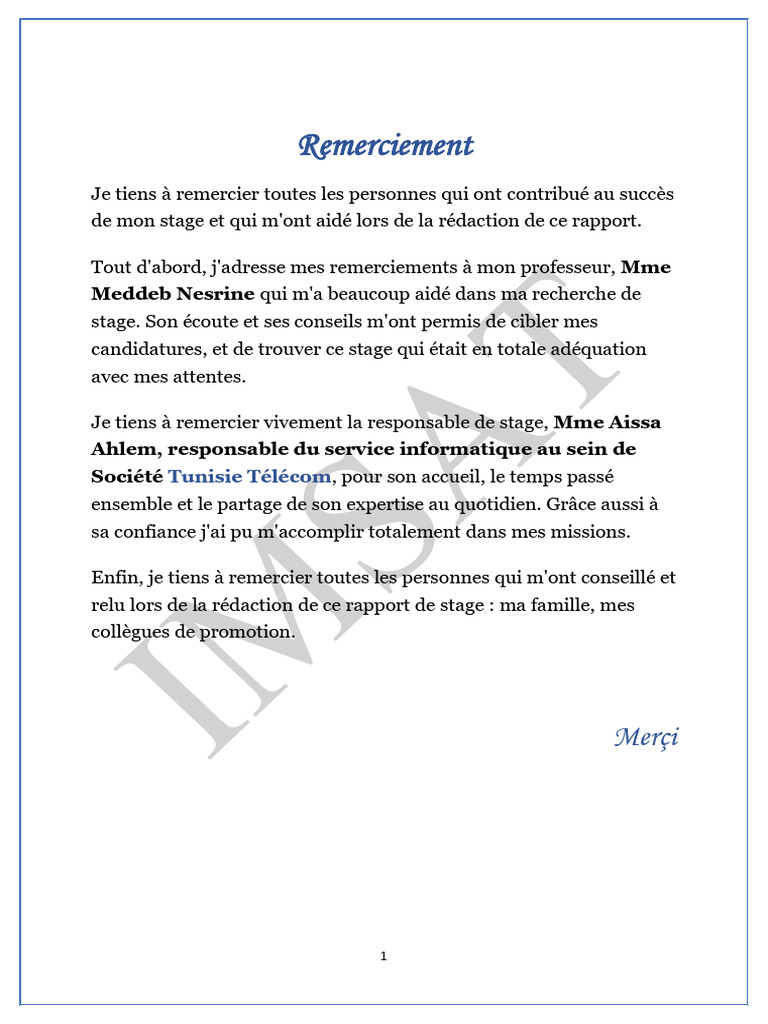 Rapport de Stage Smine Safa PFF | PDF