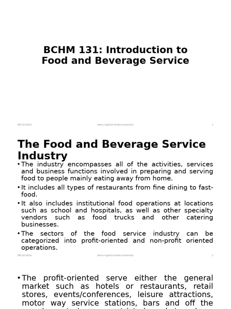 Introduction to Food Service Concepts | PDF | Restaurants | Social Science