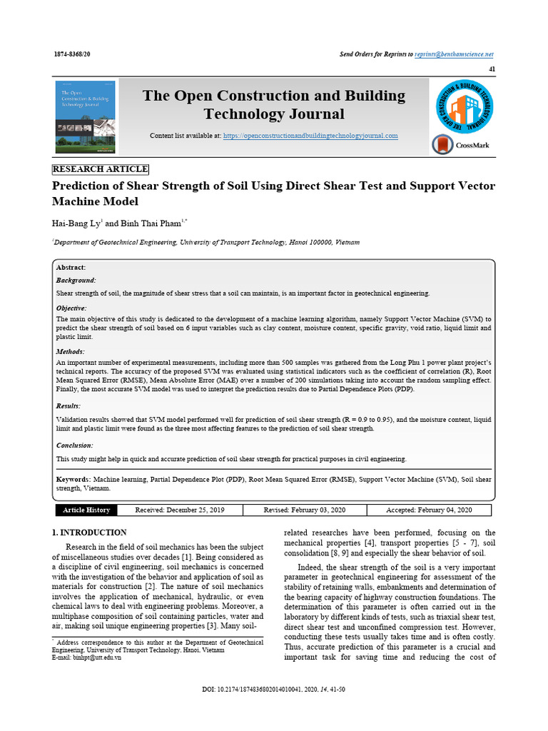 Prediction of Shear Strength of Soil Using Direct | PDF