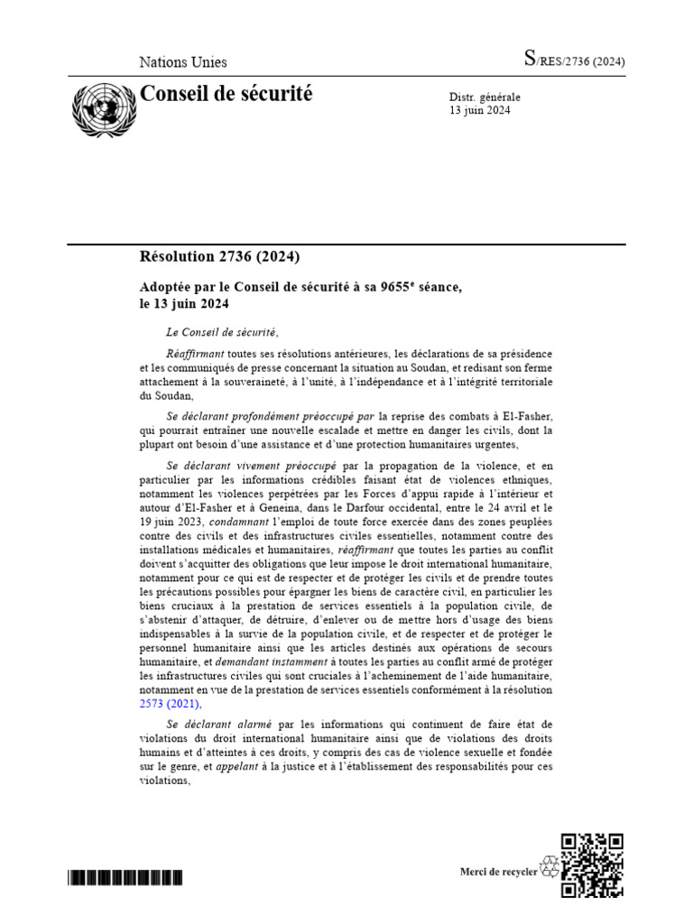 S Res 2736 (2024) - FR | PDF