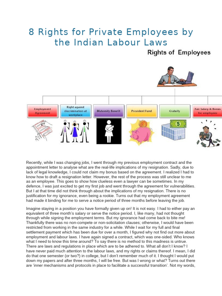 8 Rights For Private Employees by The Indian Labour Laws | PDF