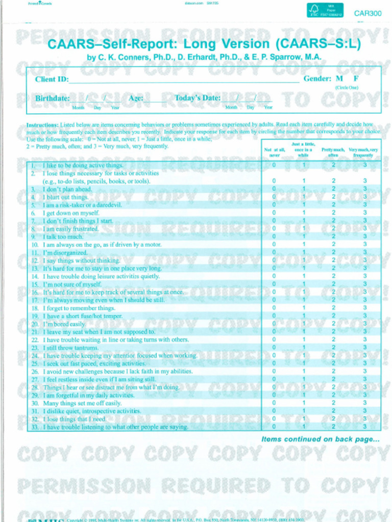 CAARS p1 | PDF