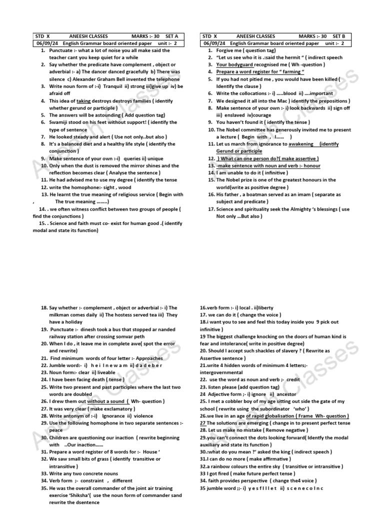 STD X Eng Grammar Special Edition | PDF