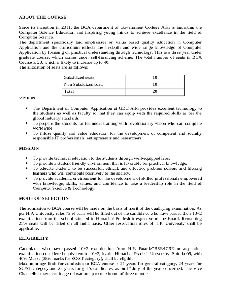 Course BCA | PDF